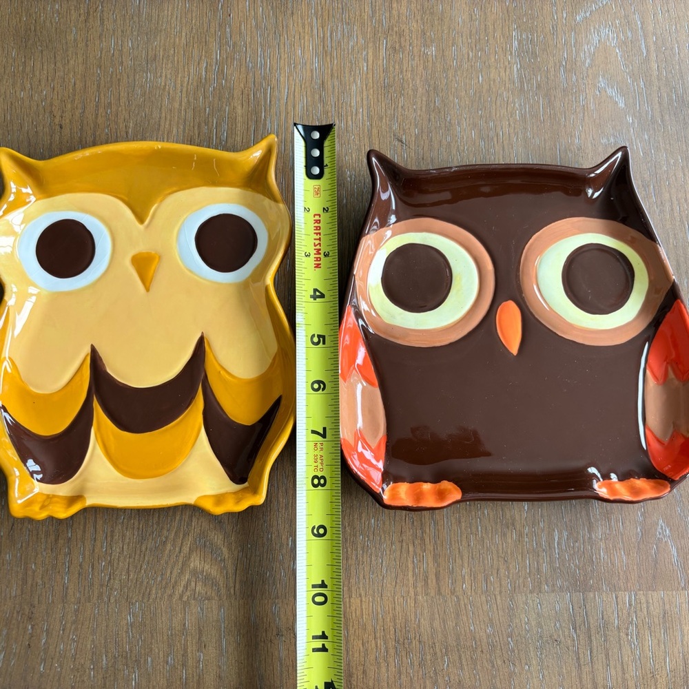 Mesa Home Set Of Two Owl Trays MCM Retro Boho Charming Artsy - Picture 3 of 5